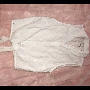 Button down lace shirt with tie